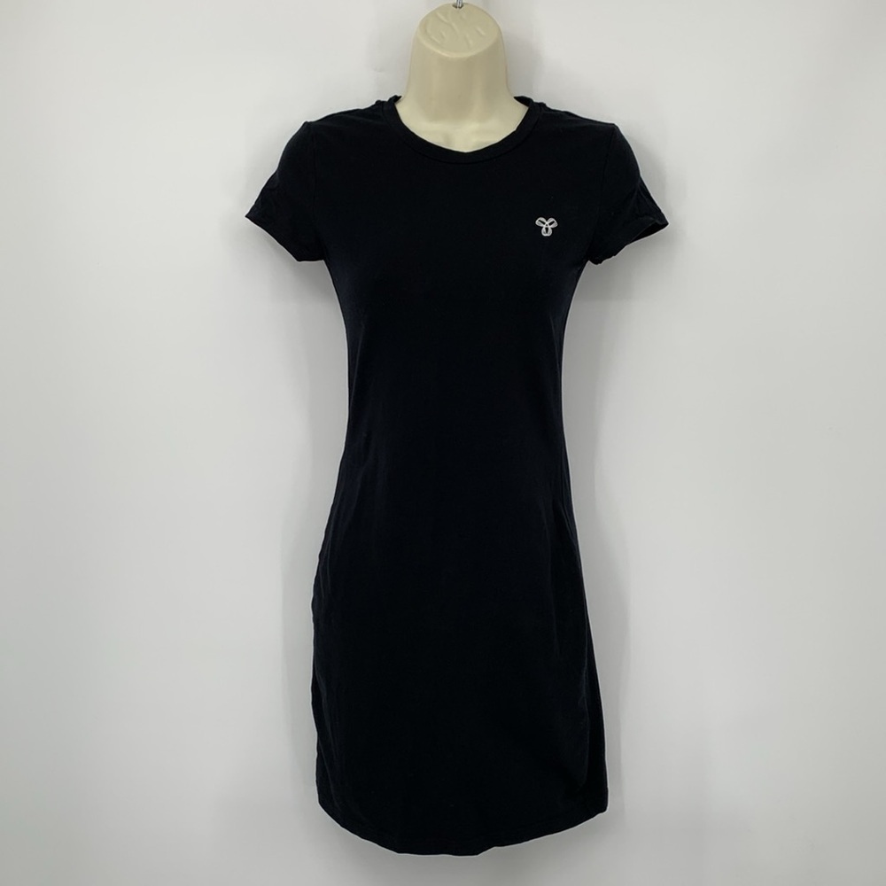 TNA Hayeswater Aritzia black knit dress tee short sleeve bodycon mini stretch XS